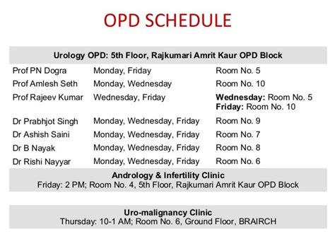 OPD Schedule .